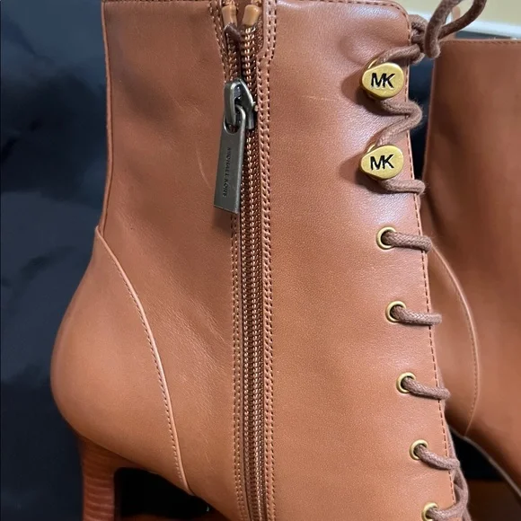 Michael Kors Tan Lace-Up Ankle Boots - Picture 3 of 6